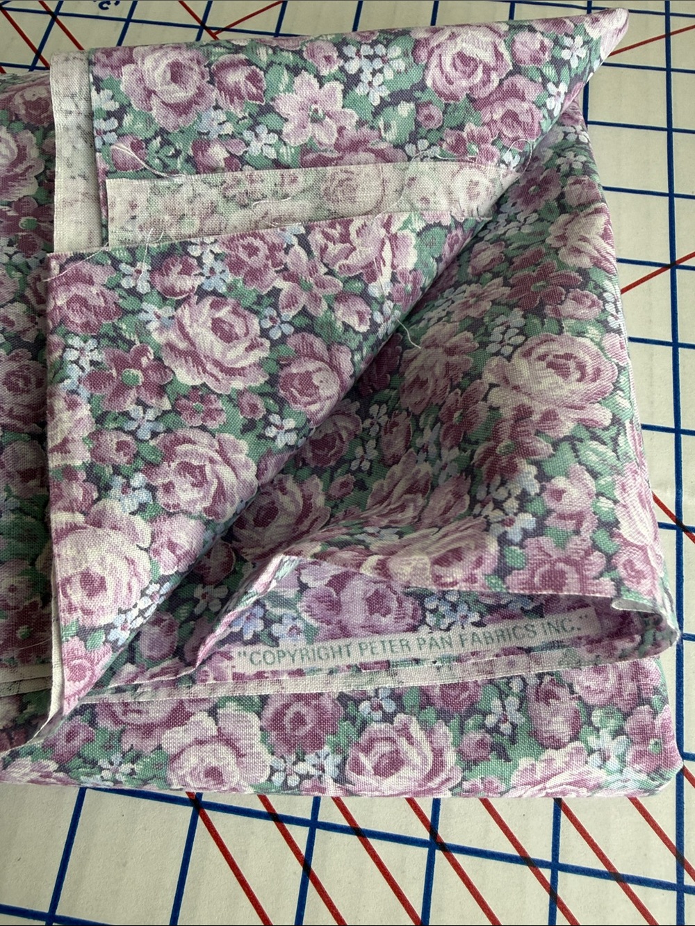 Vintage Peter Pan Fabrics Rose Floral Cotton 1 1/3+ Yds x 42 Mauve Lavender - Picture 3 of 12